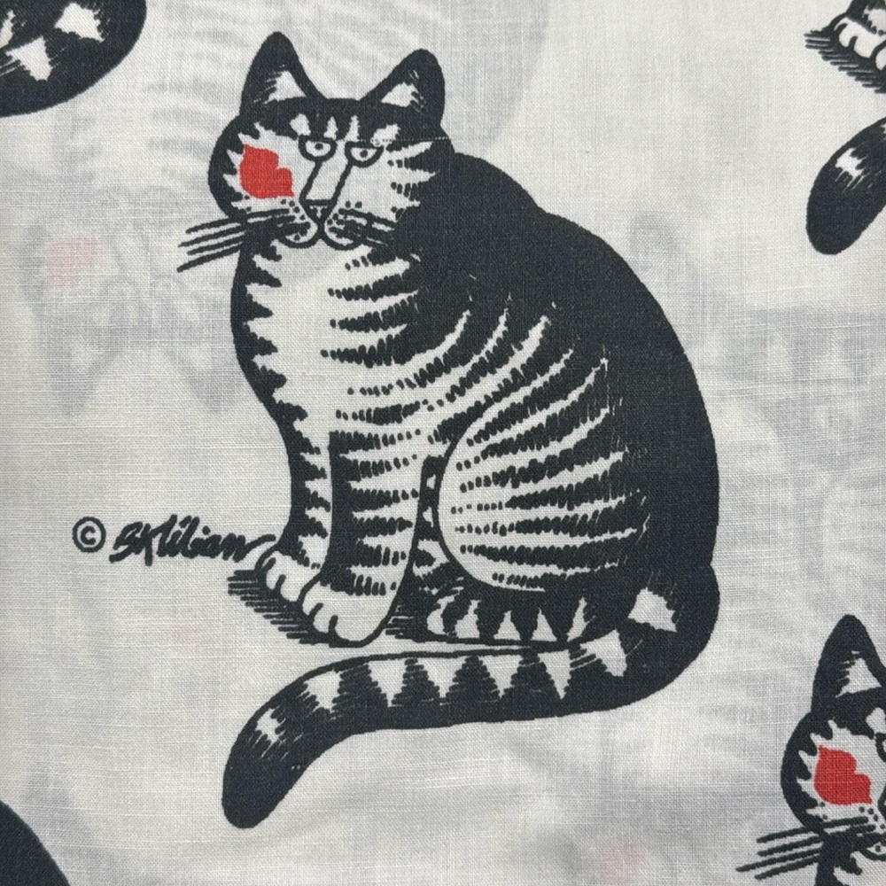 Authentic B. Kliban Cat vintage fabric bed sheet curtain